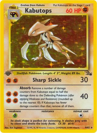 Kabutops (9) 009  - 1st Edition Holofoil Fossil - Holo Rare