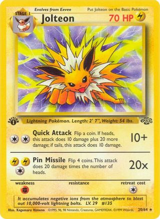 Jolteon (20) 020  - 1st Edition Jungle - Rare