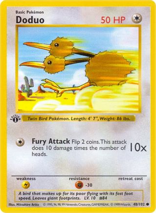 Doduo 048  - Unlimited Base Set Shadowless - Common