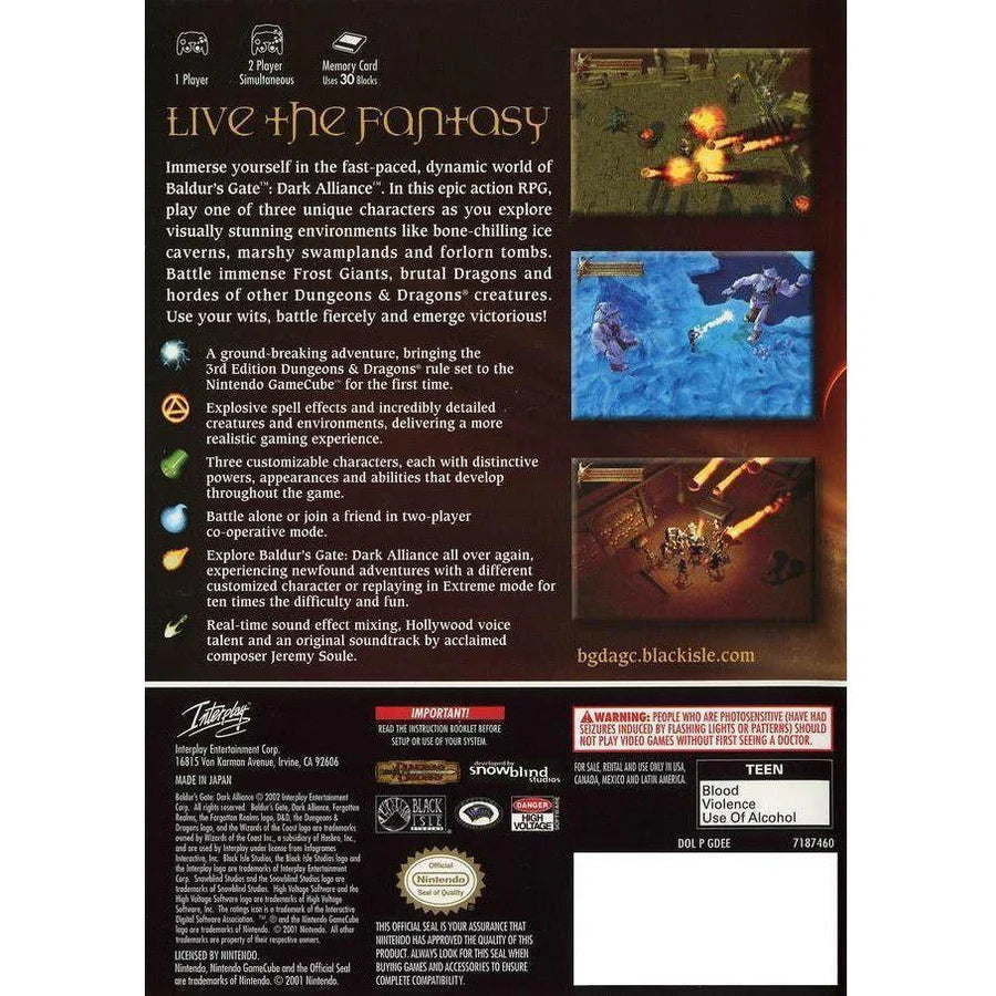 Baldur's Gate: Dark Alliance - Nintendo GameCube