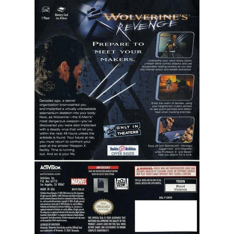 Wolverine's Revenge X2 - Nintendo GameCube