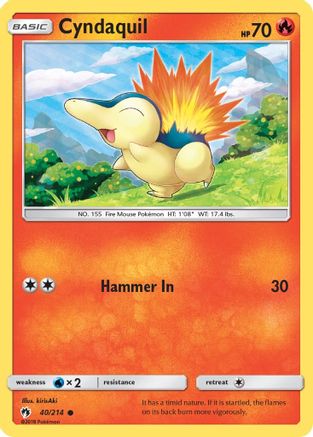 Cyndaquil (40) 040  - Reverse Holofoil SM  Lost Thunder - Common
