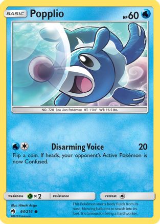 Popplio (64) 064  - Reverse Holofoil SM  Lost Thunder - Common