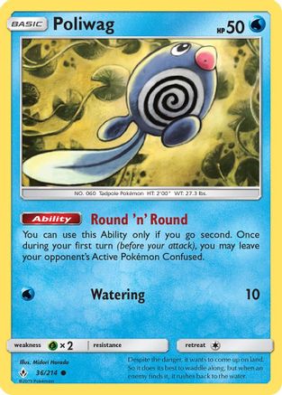 Poliwag (36) 036  - Reverse Holofoil SM  Unbroken Bonds - Common