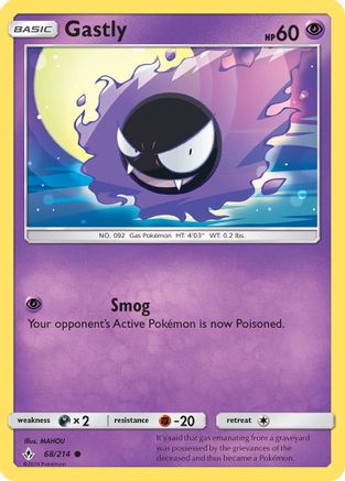 Gastly (68) 068  - Reverse Holofoil SM  Unbroken Bonds - Common