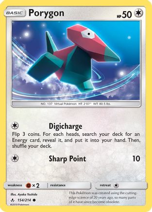 Porygon (154) 154  - Reverse Holofoil SM  Unbroken Bonds - Common