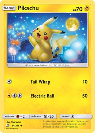 Pikachu (56) 056  - Reverse Holofoil SM  Unified Minds - Common
