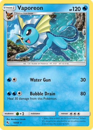 Vaporeon 018  - Reverse Holofoil Hidden Fates - Holo Rare