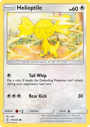 Helioptile 179/236  - Reverse Holofoil SM  Cosmic Eclipse - Common
