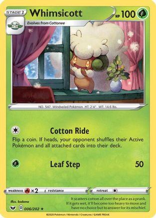Whimsicott 006  SWSH01 Sword & Shield Base Set - Rare