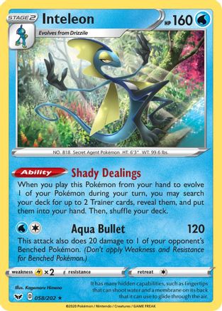 Inteleon (058) 058  - Holofoil SWSH01 Sword & Shield Base Set - Holo Rare
