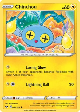 Chinchou (068) 068  - Reverse Holofoil SWSH01 Sword & Shield Base Set - Common