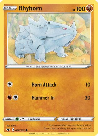 Rhyhorn (096) 096  SWSH01 Sword & Shield Base Set - Common