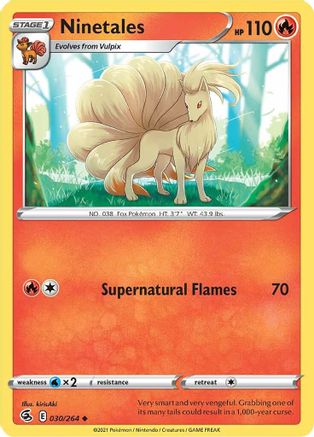 Ninetales (30) 030  - Reverse Holofoil SWSH08 Fusion Strike - Uncommon