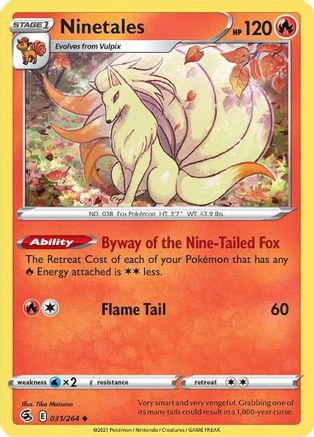 Ninetales (31) 031  - Reverse Holofoil SWSH08 Fusion Strike - Uncommon