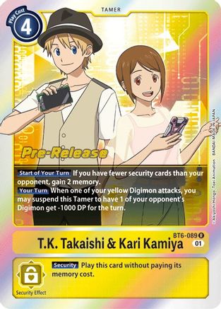 T.K. Takaishi & Kari Kamiya (BT6-089) - Double Diamond Pre-Release Cards Foil