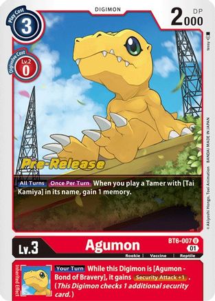Agumon (BT6-007) - Double Diamond Pre-Release Cards Foil