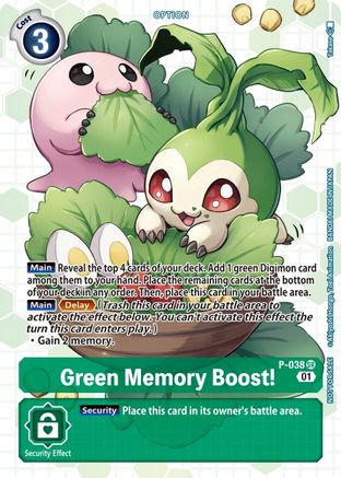 Green Memory Boost! - P-038 (Next Adventure Box Promotion Pack) (P-038) - Digimon Promotion Cards Foil