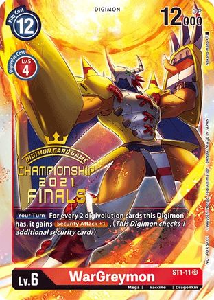WarGreymon (2021 Championship Finals Event Pack Alt-Art Gold Stamp Set) (ST1-11) - Starter Deck 01: Gaia Red Foil