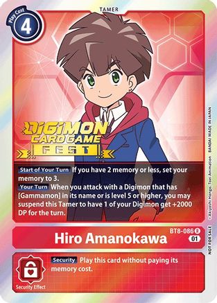 Hiro Amanokawa (Digimon Card Game Fest 2022) (BT8-086) - New Awakening Foil
