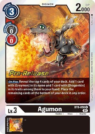 Agumon (BT8-058) - New Awakening Pre-Release Cards Foil