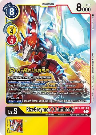 RizeGreymon (X Antibody) (BT9-041) - X Record Pre-Release Cards Foil