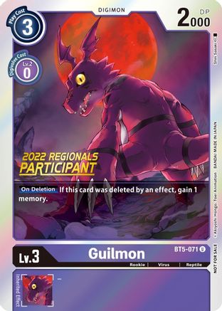 Guilmon (2022 Championship Offline Regional) [Online Participant] (BT5-071) - Battle of Omni Foil