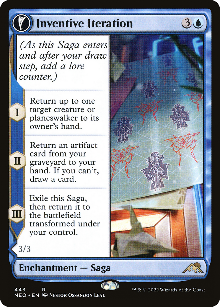 Inventive Iteration // Living Breakthrough (NEO-443) - Kamigawa: Neon Dynasty: (Extended Art, fandfc, enchantment) Foil