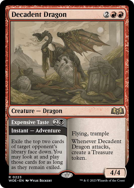 Decadent Dragon // Expensive Taste (WOE-223) - Wilds of Eldraine Foil