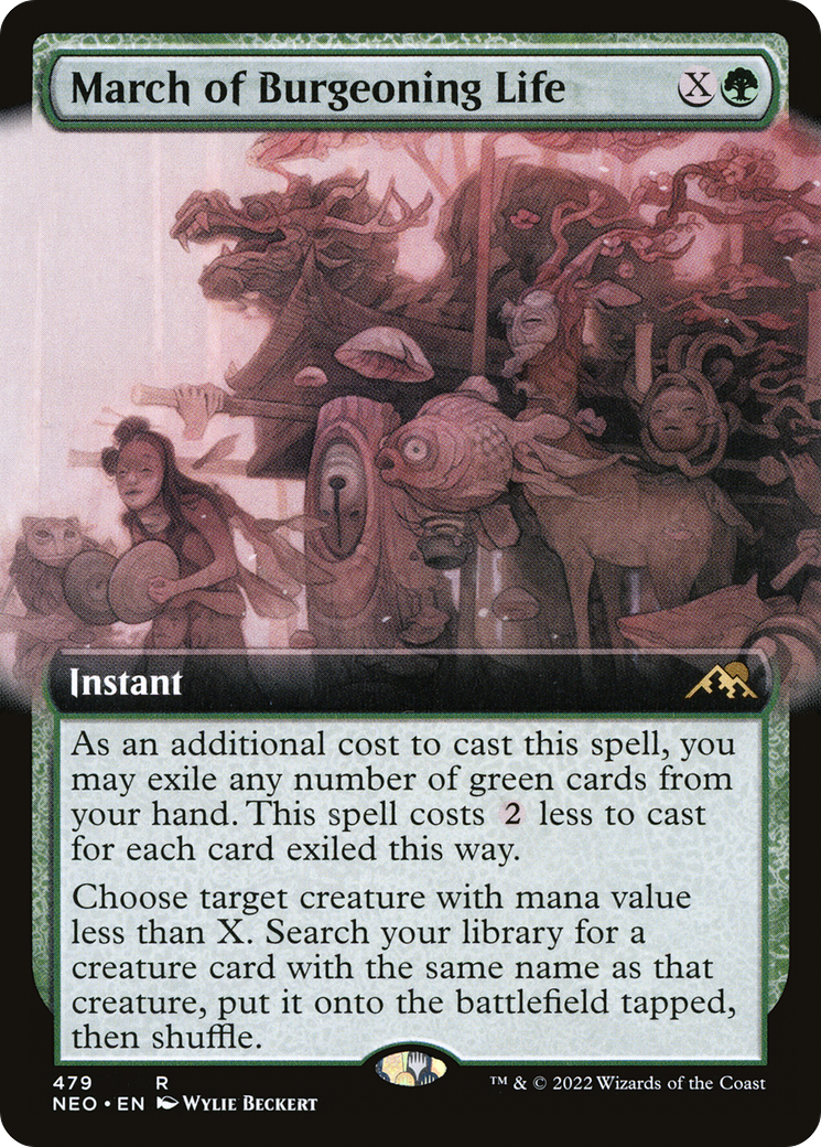 March of Burgeoning Life (Extended Art) (NEO-479) - Kamigawa: Neon Dynasty: (Extended Art)
