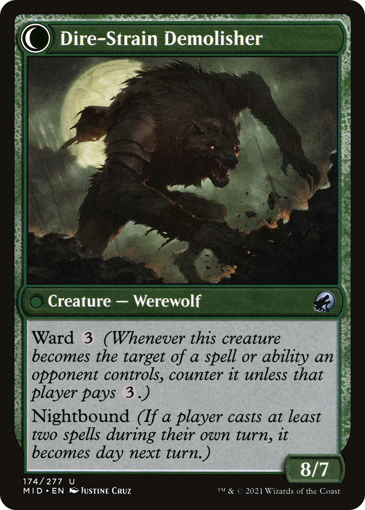 Burly Breaker // Dire-Strain Demolisher (MID-174) - Innistrad: Midnight Hunt: (Double Faced Transform)