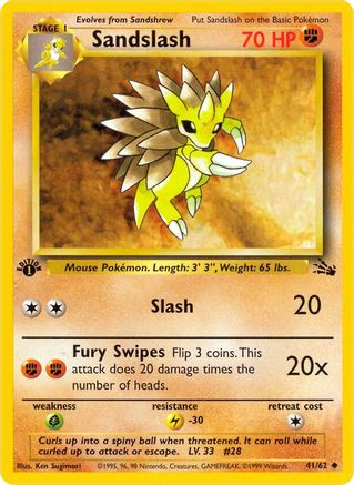 Sandslash 041  - Unlimited Fossil - Uncommon