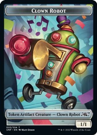 Clown Robot (003) // Food (011) Double-sided Token (UNF-) - Unfinity Foil