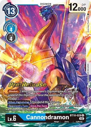 Cannondramon (BT10-028) - Xros Encounter Pre-Release Cards Foil