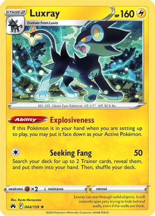 Luxray (44) 044  - Reverse Holofoil Crown Zenith - Rare