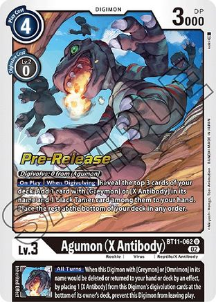 Agumon (X Antibody) (BT11-062) - Dimensional Phase Pre-Release Cards Foil