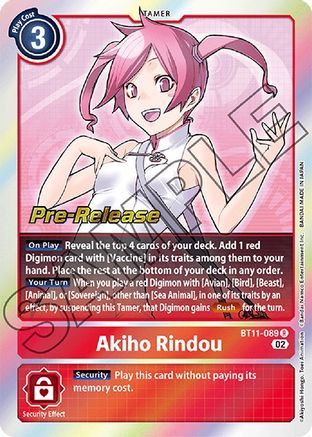 Akiho Rindou (BT11-089) - Dimensional Phase Pre-Release Cards Foil