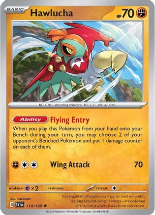 Hawlucha 118/198  - Reverse Holofoil SV01 Scarlet & Violet Base Set - Rare