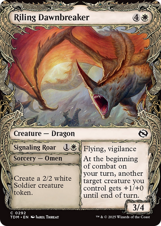 Riling Dawnbreaker // Signaling Roar (TDM-292) - Tarkir: Dragonstorm: (Showcase) Foil