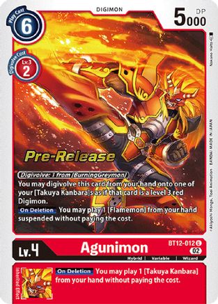 Agunimon (BT12-012) - Across Time Pre-Release Cards