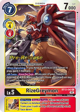 RizeGreymon (BT12-042) - Across Time Pre-Release Cards