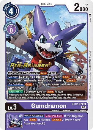 Gumdramon (BT12-074) - Across Time Pre-Release Cards Foil