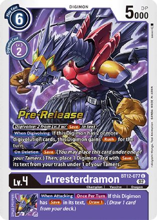 Arresterdramon (BT12-077) - Across Time Pre-Release Cards