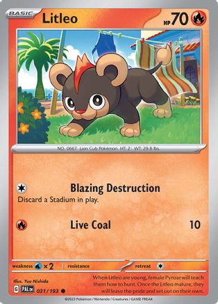 Litleo 031/193  - Reverse Holofoil SV02 Paldea Evolved - Common