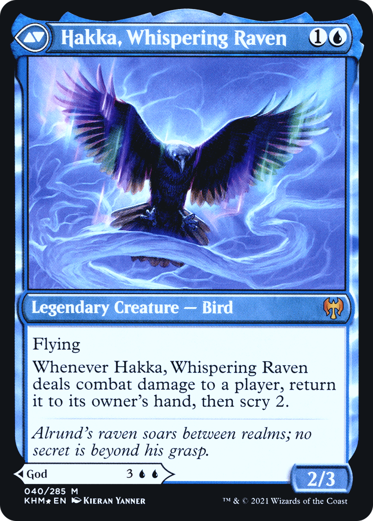 Alrund, God of the Cosmos // Hakka, Whispering Raven (PRE-40S) - Kaldheim Promos Foil