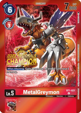 MetalGreymon - BT1-021 (2023 Regionals Champion) (BT1-021) - Release Special Booster 1.0 Foil