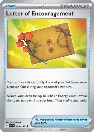Letter of Encouragement 189/197  - Reverse Holofoil SV03 Obsidian Flames - Uncommon