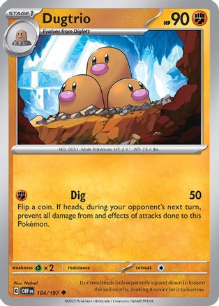 Dugtrio 104/197  SV03 Obsidian Flames - Uncommon