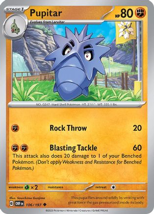Pupitar 106/197  SV03 Obsidian Flames - Uncommon