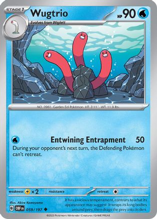 Wugtrio 059/197  - Reverse Holofoil SV03 Obsidian Flames - Uncommon